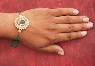 White moti peacock bhai rakhi