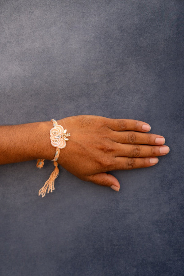 Peach lotus bhai rakhi