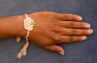 Peach lotus bhai rakhi