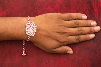 Red white floral bhai rakhi