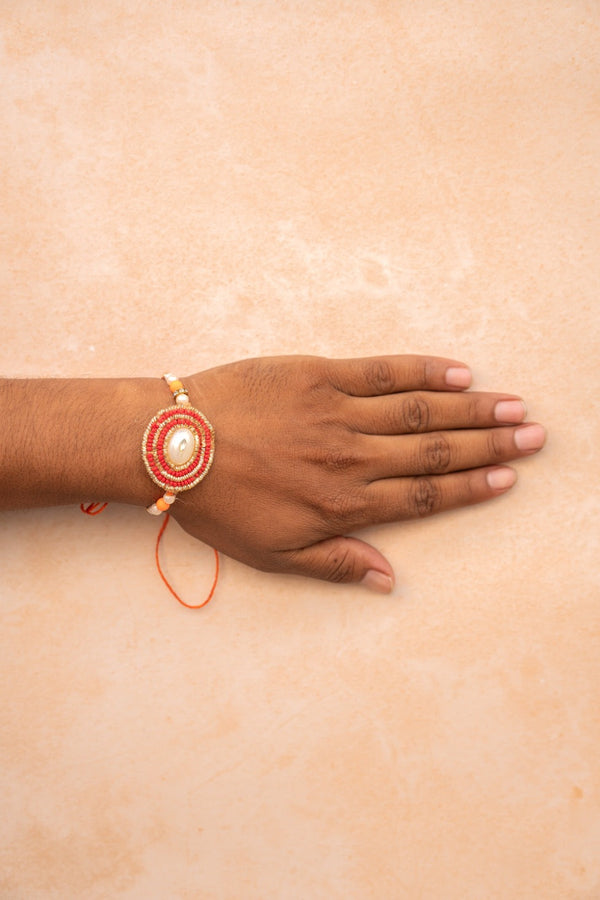 Golden red bhai rakhi