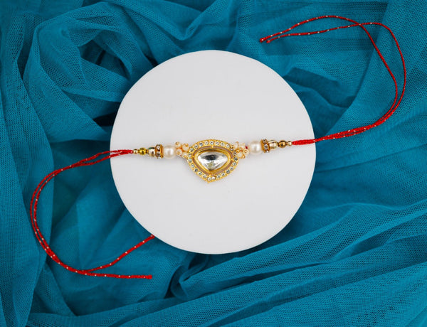 Crystal moti white bhai rakhi