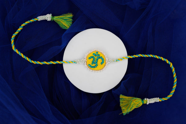 Om blue yellow bhai rakhi
