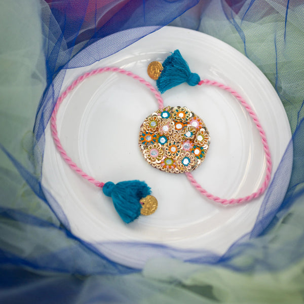 Bhai Golden Blue Rakhi