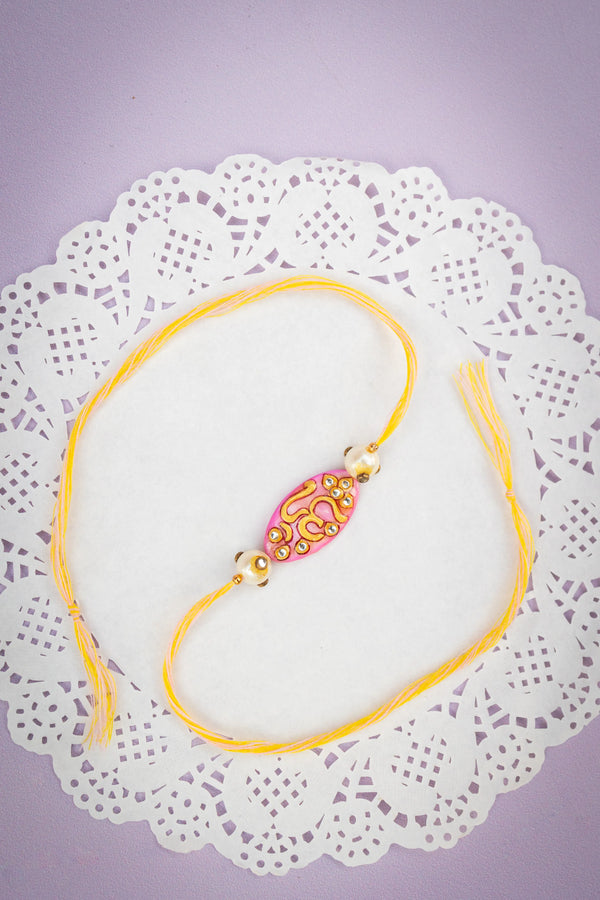 Bhai Pink Yellow Om Bulk Rakhi