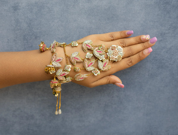 silver,golden,rose gold leaf Beaded haathful