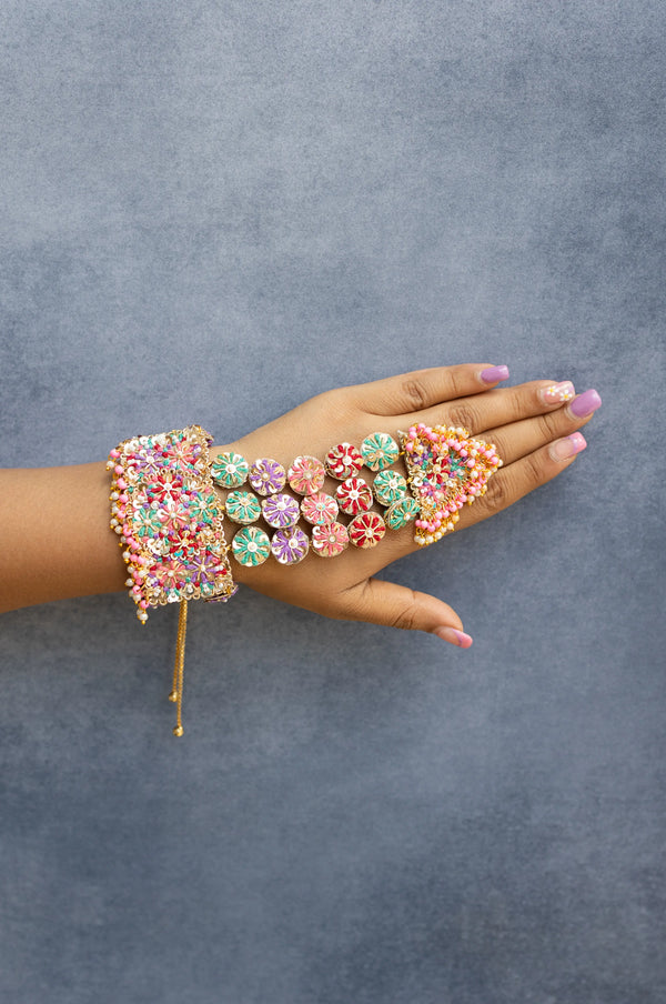 multicolor bracklet 3-line Beaded haathful