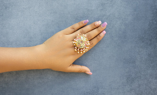 multicolor pastel Beaded ring