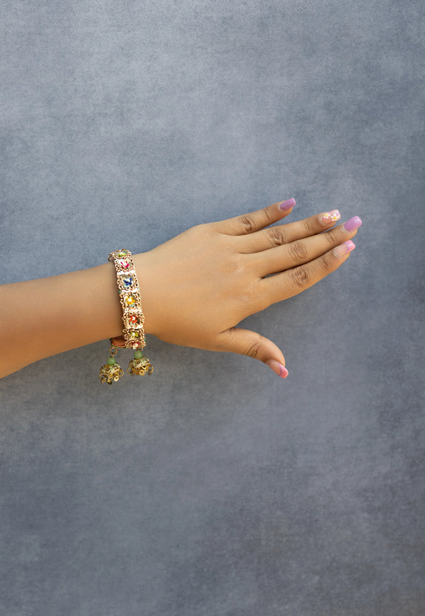 Golden Flower Beaded Bangle