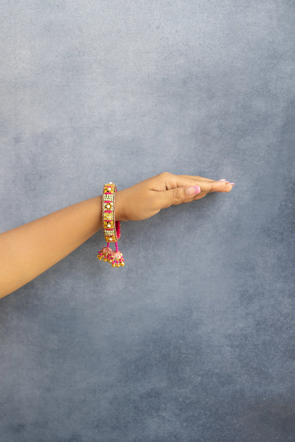 White Yellow Beaded Bangle