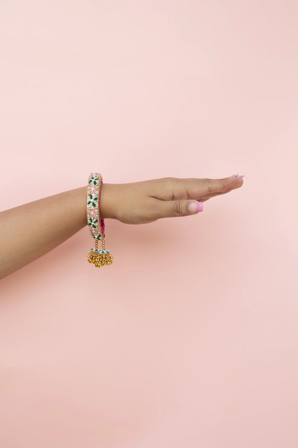 Pink Green Beaded Bangle