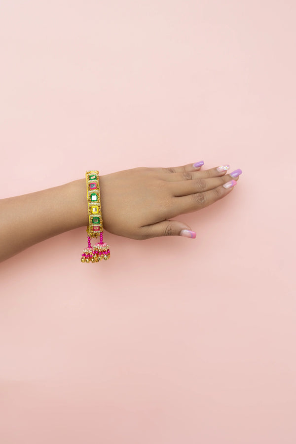 Golden pink Beaded Bangle