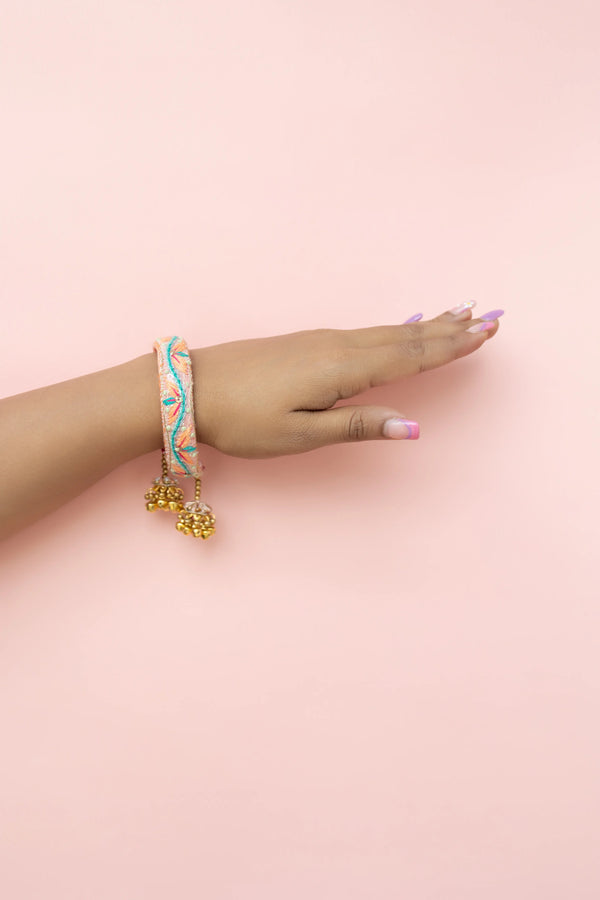 Pink Blue Beaded Bangle