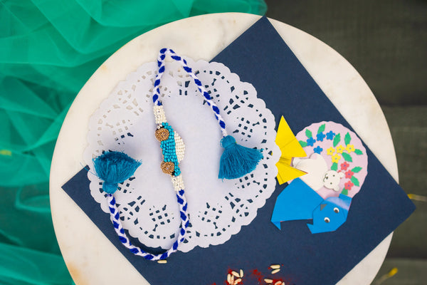 Kid's Blue Car beaded bulk Rakhi