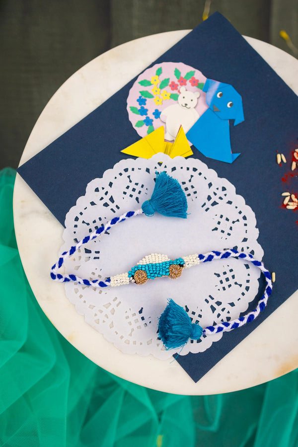 Kid's Blue Car beaded Rakhi