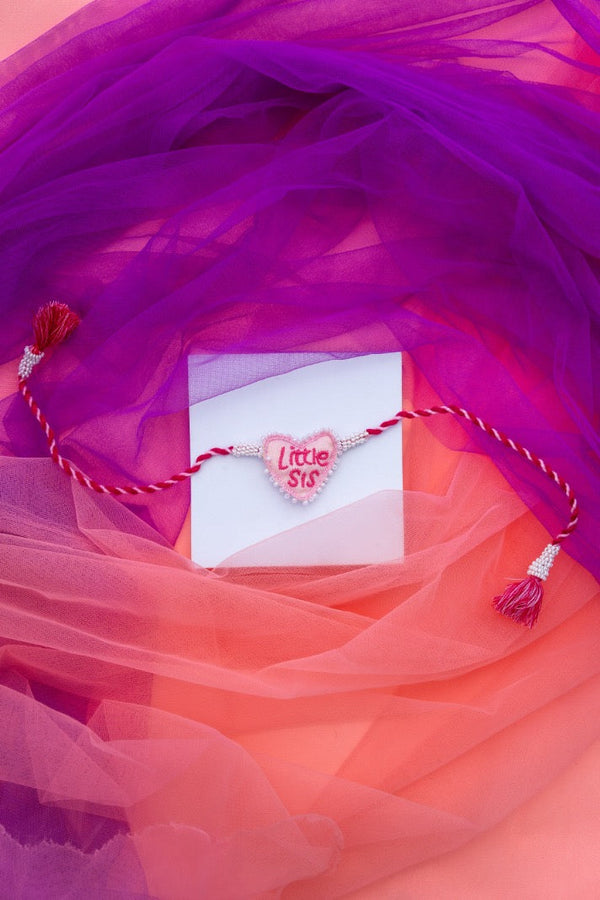 Little Sis pink heart rakhi