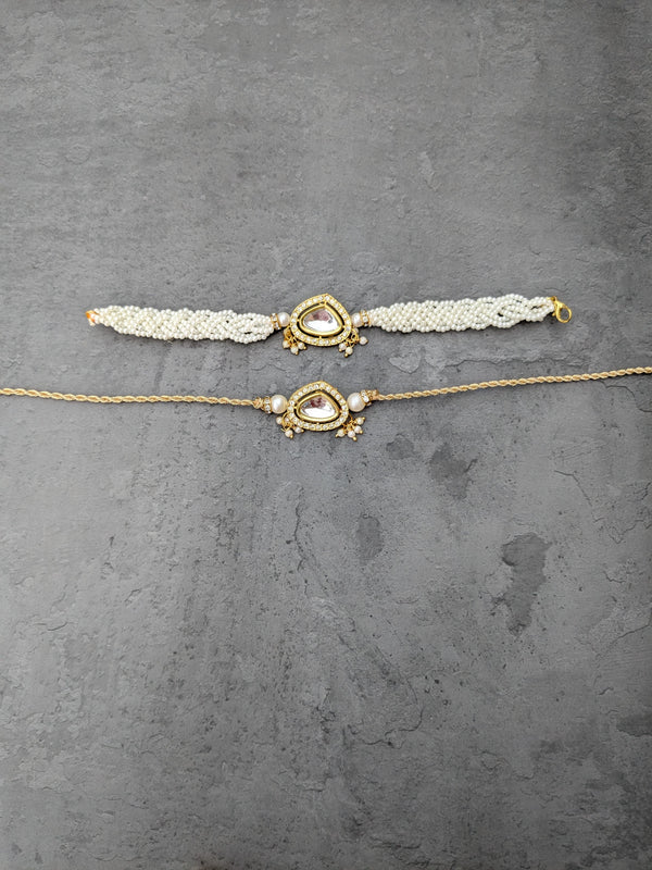 Diamond kundan bracklet and rakhi pair set